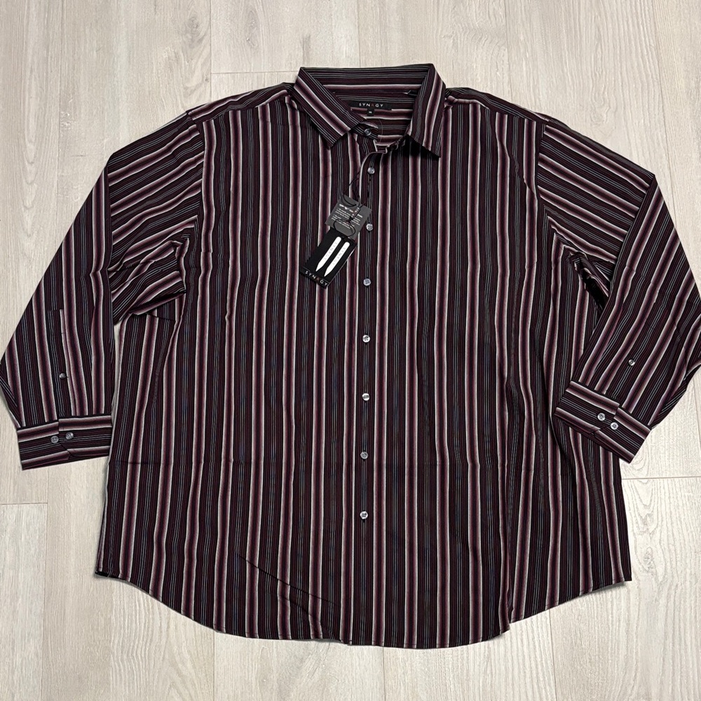🔥BUNDLESALE Mens 3XL Synrgy Elegant Striped Button-Down Shirt NWT